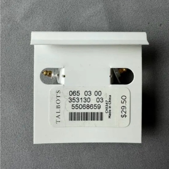 Talbots Gold Hoop Earrings Multicolored Rhinestones NEW - Picture 2 of 2